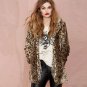 HONGZUO 2017 Winter New arrival Women Leopard Fur Coat Long-sleeve Turn-down Collar Faux Fur Coats J
