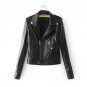high quality New 2018 Autumn Winter Fashion Turn-down Collar Short Leather Jacket Black Slim Red Lea
