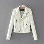 high quality New 2018 Autumn Winter Fashion Turn-down Collar Short Leather Jacket Black Slim Red Lea