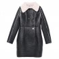 Women\'s Autumn Winter Long Leather Jackets 2017 Long Sleeve Black Artificial Leather Lamb Wool Warm