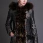 BASIC EDITIONS 2016 Winter Slim Coat Metallic Silk Fabric With Raccoon Fur Collar Cotton Jacket Spli
