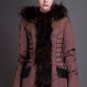 BASIC EDITIONS 2016 Winter Slim Coat Metallic Silk Fabric With Raccoon Fur Collar Cotton Jacket Spli