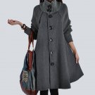 Women Autumn Winter Coat New Vintage Warm Turtleneck Wool Blend Trench Coat Loose Long Cloak Cape A-