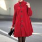 Women Autumn Winter Coat New Vintage Warm Turtleneck Wool Blend Trench Coat Loose Long Cloak Cape A-