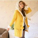 2017 New Winter Women Sweater coat Long sleeve Single Breasted  Sweater Warm Slim Sweater Casual Hoo