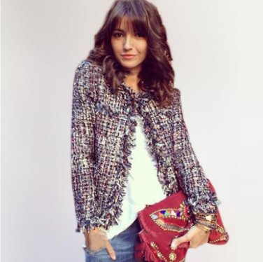 tweed jacket coat ladies autumn /winter new high-end small fragrant wind beaded jacket a generation 