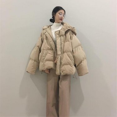 Oversize Winter Jacket Women 2017 Vintage Hooded Loose Large Size Batweight Warm Bread Cotton Coat J