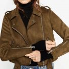2018 Autumn Winter Women New Motorcycle Suede Faux Leather Jackets Lady Short Slim Zipper Belted Mat