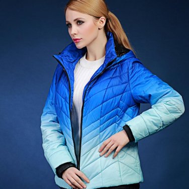 spring autumn and winter short design wadded jacket female gradient thick outerwear coats Europe and