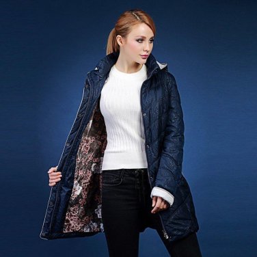 winter jacket women Long Sleeve Hooded warm Jackets woman Long design For Europe and Russia Flower p