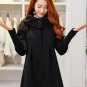 new winter women Cape loose  knitted sleeves Woolen coat windbreaker jacket plus size
