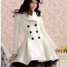 women\'s long wool winter coats white black pink colour patchwork black lace9removable) woollen coat