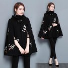Women Cashmere Cloak Embroidery Retro Loose Woolen Trench Coat Casual Blazer Cape Poncho Shawls Wint