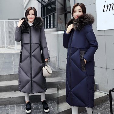 2017 Autumn Winter Jacket Women Super long section Coat Fashion Female Down Jacket Hooded Thick Larg
