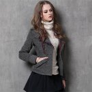 Women Wool Coats Vintage Slim long sleeves Short Coat Winter New Europe Fashion Warm Thicken pockets
