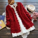 Autumn Winter Womens Sweaters Female Flower Jacquard Red Sweater Jacket Long Sleeve Knitted Women Ca