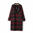 Autumn Winter Wool Coat Women Classic Blends Red Green Plaid Long Jacket Coat Female Raincoat Outerw
