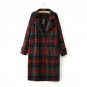 Autumn Winter Wool Coat Women Classic Blends Red Green Plaid Long Jacket Coat Female Raincoat Outerw