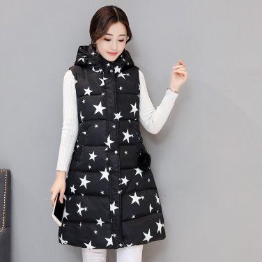 special offer slim long vest hooded collar waistcoat winter women wadded jacket sleeveless cotton-pa