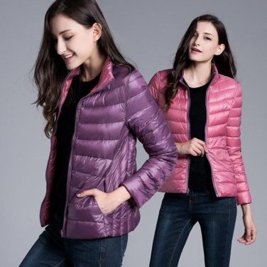FURANDOWN Winter Womens Two Side White Duck Down Jacket Warm Winter Coats Parkas Lightweight Down Ja