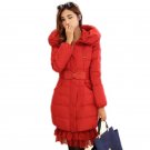 Winter women down jacket 2017 new fashion pure color  medium long long sleeve Thickening warm slim f