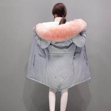 New Winter Coats Women Jackets Large Faux Fur Collar Thick Plus Velvet Ladies Down Parka Hooded Jack