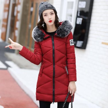 Winter women\'s Fashion down jackets Medium-long section women\'s large cotton-padded Slim jacket Fu