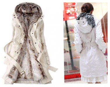 Warm Winter Coat Jacket Outerwear Faux Fur Lining Women\'s Fur Jackets Parka Overcoat Roupas Woman C