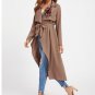 Women winter Autumn coat Irregular Collar embroidered long sleeved Belt Lace-up female coat elegant