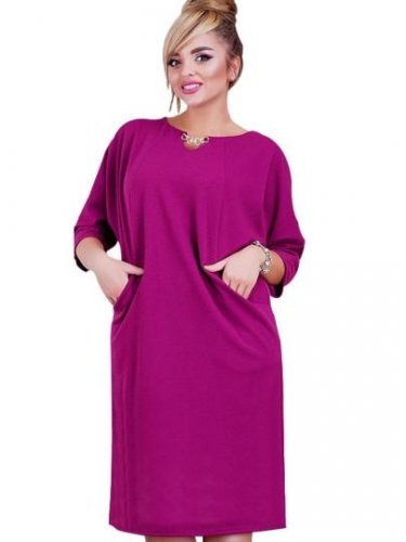 Plus Size Pockets Women\'s Day Dress
