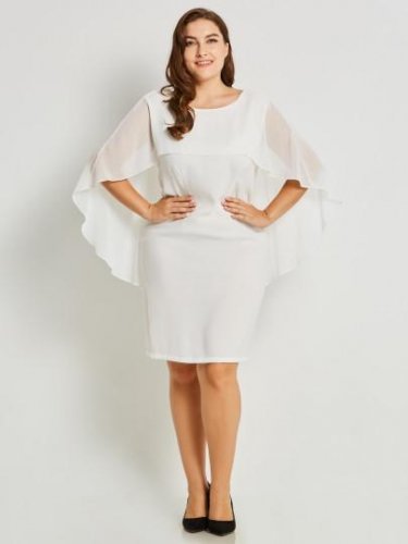 Plus Size Chiffon Women\'s Sheath Dress