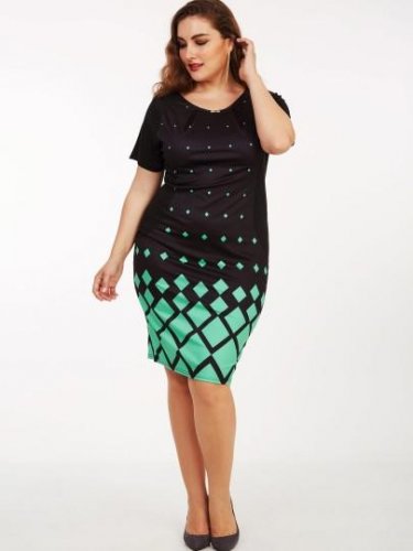 Plus Size Plaid Women\'s Sheath Dress