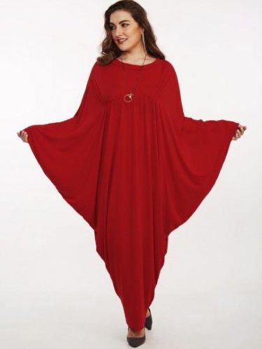 Plus Size Batwing Sleeve Women\'s Maxi Dress