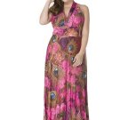Plus Size Peacock Pattern Women\'s Maxi Dress
