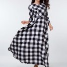 Long Sleeve Plaid Pockets Women\'s Maxi Dress (Plus Size Available)