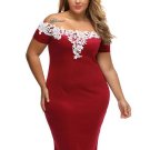 Plus Size Slash Neck Floral Backless Women\'s Bodycon Dress