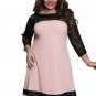Plus Size Lace Patchwork 3/4 Sleeve Women\'s Day Dress