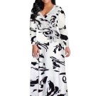 White Plus Size Long Sleeve Women\'s Maxi Dress