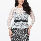 3/4 Sleeve Double-Layered Women\'s Plus Size Dress