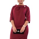 Plus Size Solid Color 3/4 Sleeve Women\'s Bodycon Dress