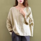 Plus Size Women Tops Tees Autumn Cotton Long Sleeve Loose O-neck Women T-shirts Oversize Casual Fema