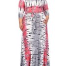 Color Block Plus Size Lace up Women\'s Maxi Dress