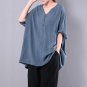 CELMIA 2018 Spring Women 3/4 Sleeve V Neck Buttons Pullover Shirt Autumn Leisure Cotton Linen Blouse