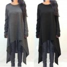 2017 Spring Autumn Women Knitted Dress Casual Long Sleeve Irregular Hem Maxi Party Dresses Sweater D