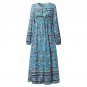 Boho Women Flower Print Chiffon Dress Casual Beach Vacation Midi Dress Ladies Lace Up Deep V Neck Se