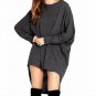 Plus Size Womens 2017 Round Neck Batwing Sleeve Casual Solid  Irregular Hem Loose Long Tops Shirt Bl