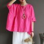 Autumn Women Plus Size Shirt 2017 Half Sleeve Asymmetric Retro Blouses Casual Female Round Neck Vint