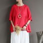 Autumn Women Plus Size Shirt 2017 Half Sleeve Asymmetric Retro Blouses Casual Female Round Neck Vint