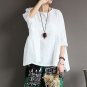 Autumn Women Plus Size Shirt 2017 Half Sleeve Asymmetric Retro Blouses Casual Female Round Neck Vint