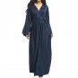 Women Long Maix Dress Autumn Winter Long Sleeve Deep V Neck Waist Belt Elegant Dress Gown Oversized 